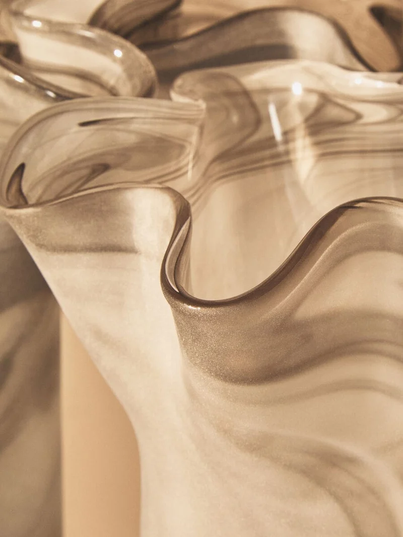 Galene Fluted Grey Glass Vase