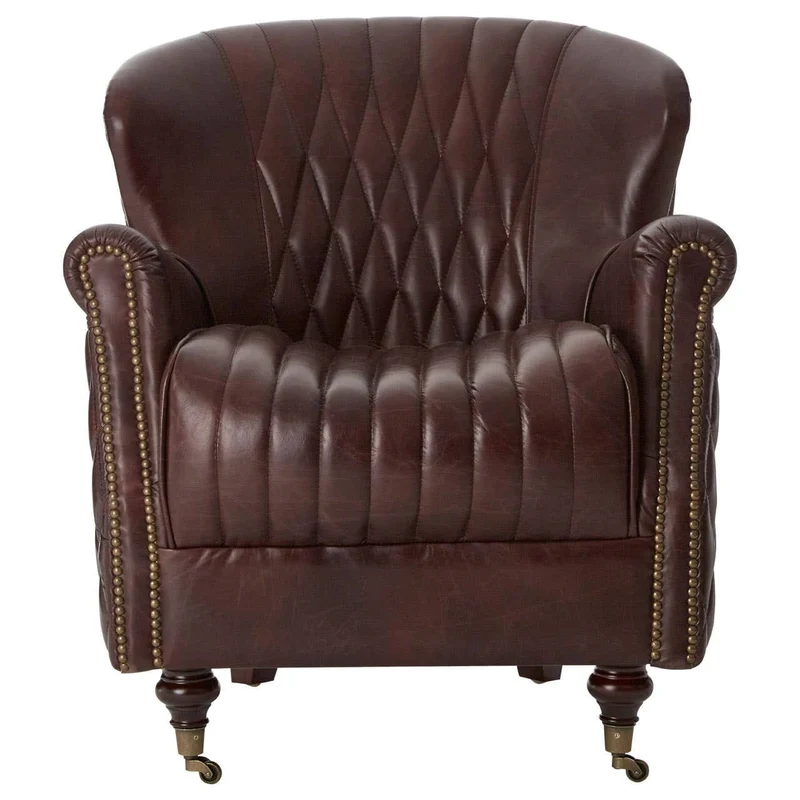Victor Brown Leather Winged Back Armchair