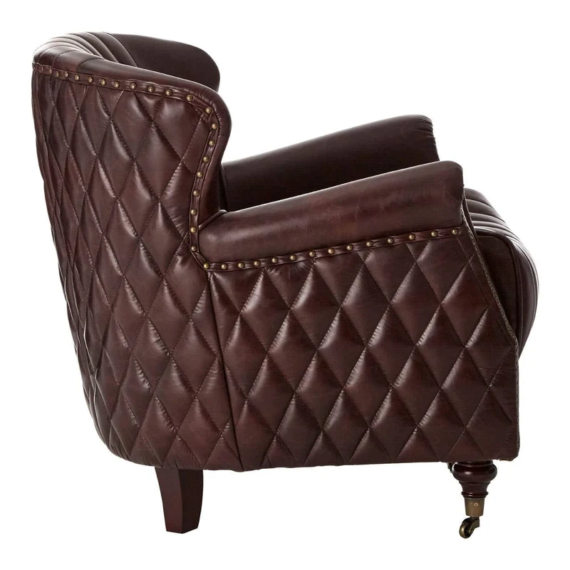 Victor Brown Leather Winged Back Armchair