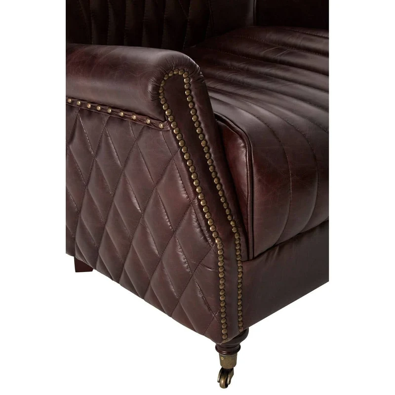 Victor Brown Leather Winged Back Armchair