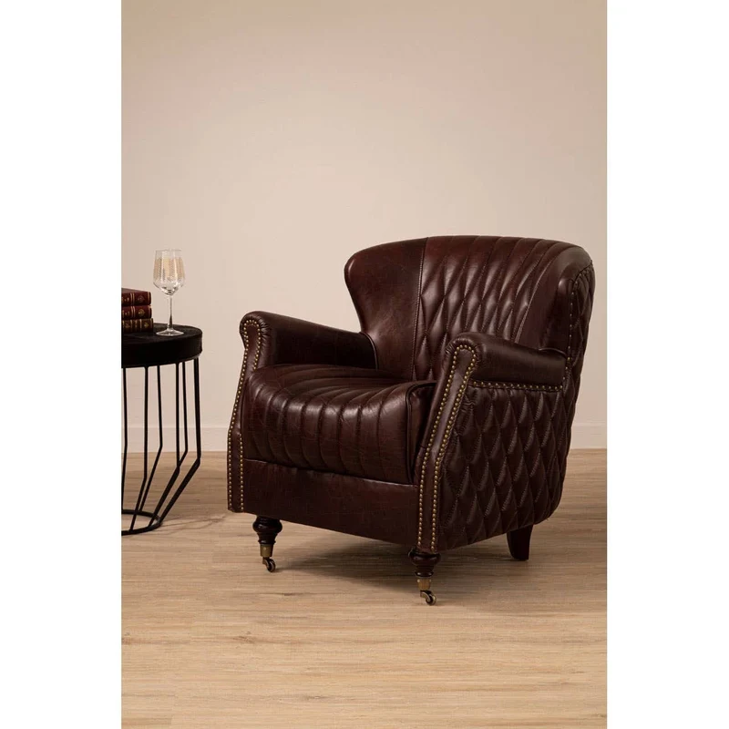 Victor Brown Leather Winged Back Armchair