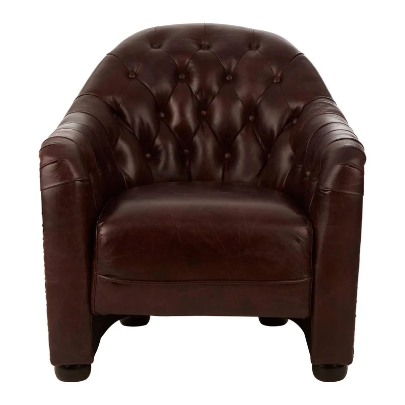Victor Brown Leather Tub Chair