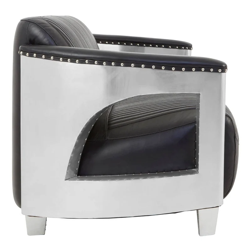 Victor 3 Seat Black Leather Sofa