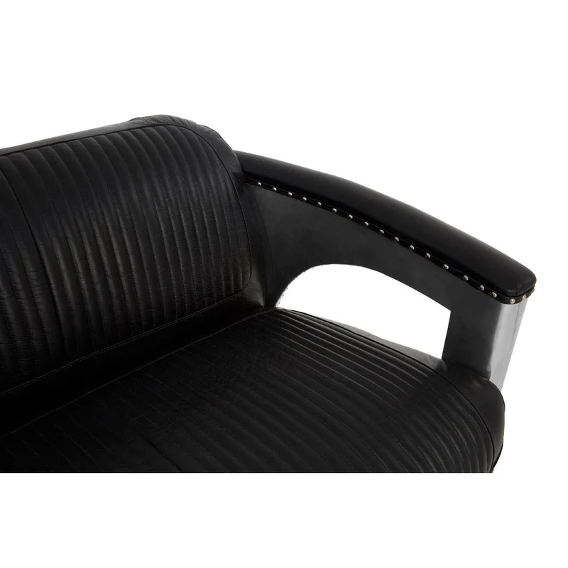 Victor 3 Seat Black Leather Sofa