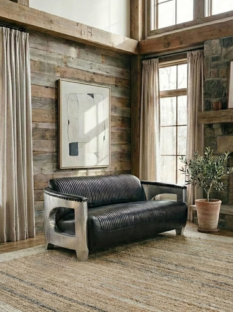 Victor 3 Seat Black Leather Sofa