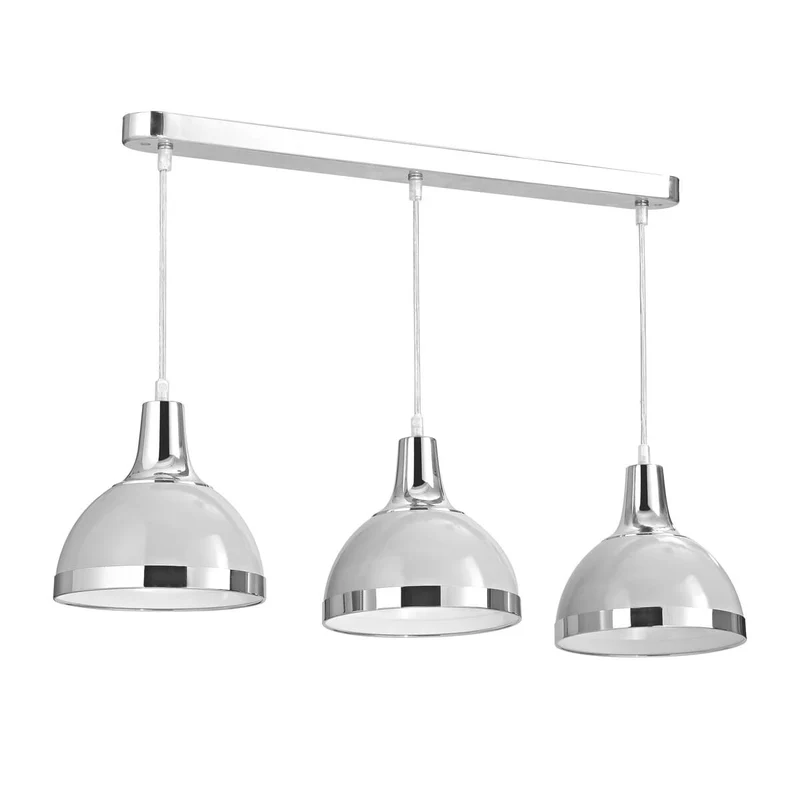 Vermont Three Shutter Grey and Chrome Shade Pendant Light