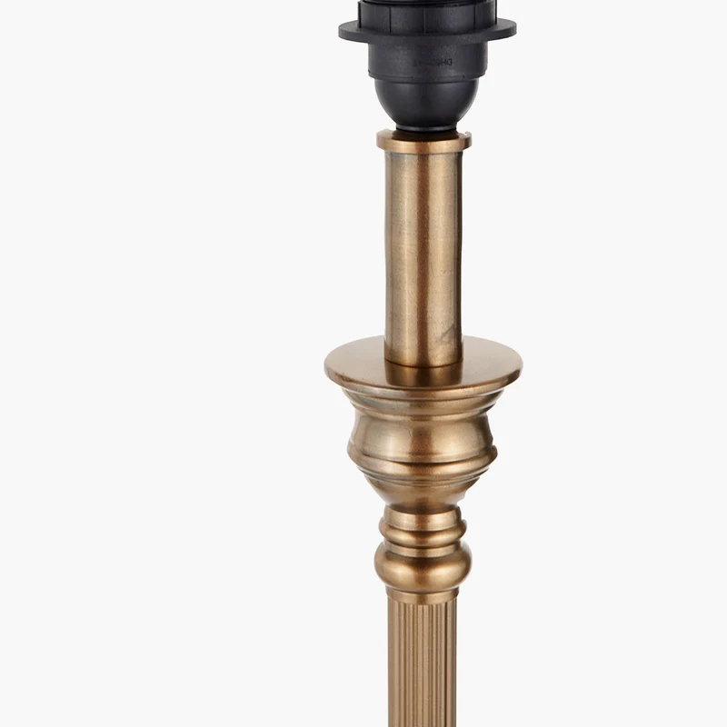 Canterbury Antique Brass Metal Floor Lamp Base with Lino 45cm Cream Self Lined Linen Cylinder Lampshade | OUTLET