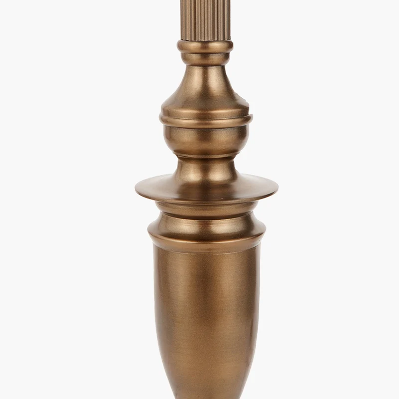 Canterbury Antique Brass Metal Floor Lamp Base with Lino 45cm Cream Self Lined Linen Cylinder Lampshade | OUTLET