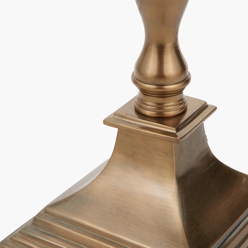 Canterbury Antique Brass Metal Floor Lamp Base with Lino 45cm Cream Self Lined Linen Cylinder Lampshade | OUTLET