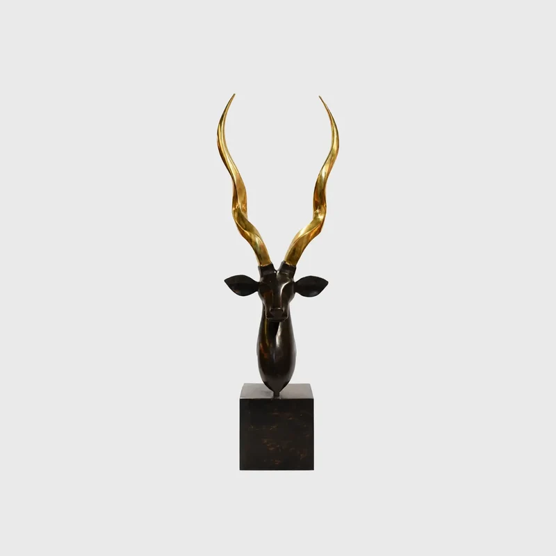 Deer Head Bronze Sculpture