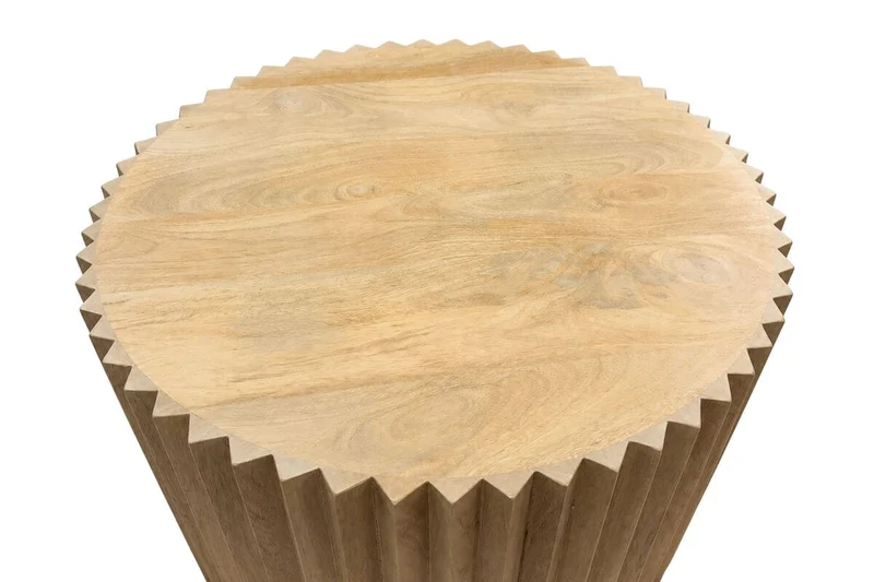 Barto Round Mango Wood Carved Ridged Coffee Table