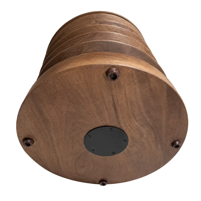 Barola Round Brown Marble and Mango Wood Carved Side Table