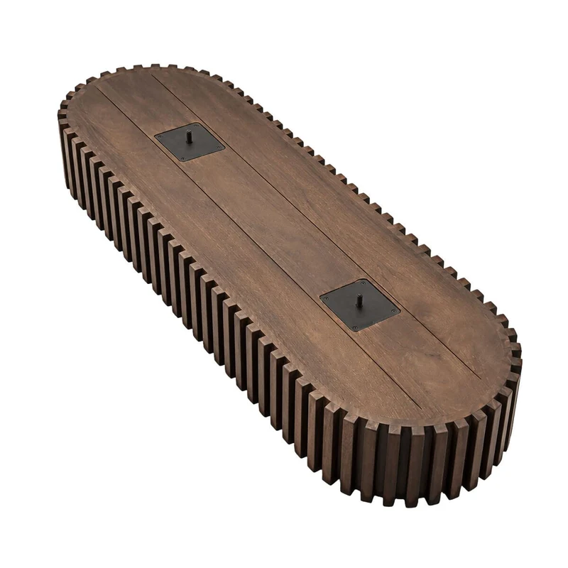 Babel Travertine and Mango Wood Curved Console Table