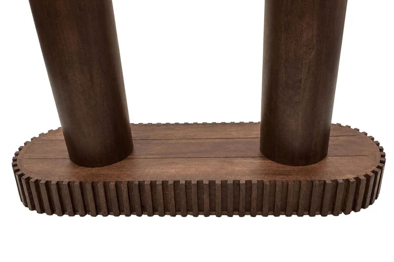 Babel Travertine and Mango Wood Curved Console Table