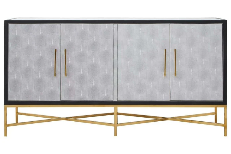 Cadiz Grey Shagreen Effect 4 Door Sideboard