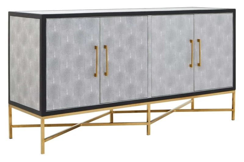 Cadiz Grey Shagreen Effect 4 Door Sideboard