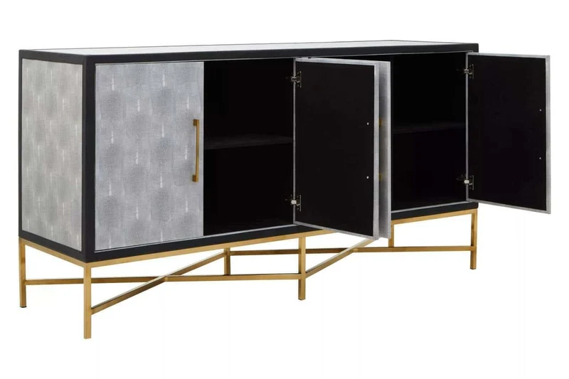 Cadiz Grey Shagreen Effect 4 Door Sideboard