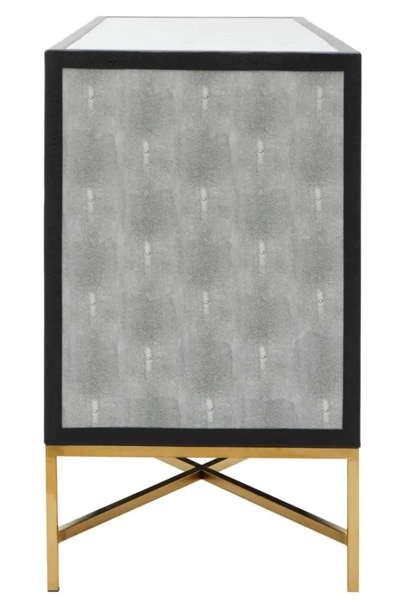 Cadiz Grey Shagreen Effect 4 Door Sideboard