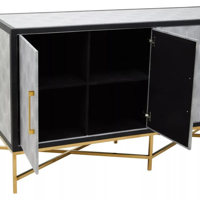 Cadiz Grey Shagreen Effect 4 Door Sideboard