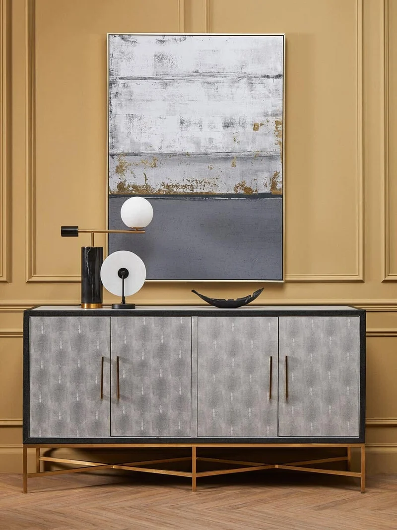 Cadiz Grey Shagreen Effect 4 Door Sideboard