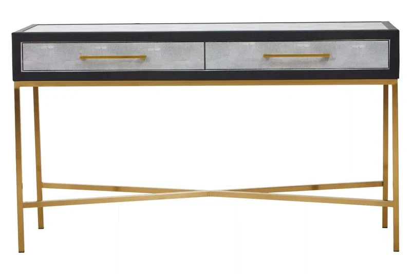 Cadiz Grey Shagreen Effect Console Table with 2 Drawers