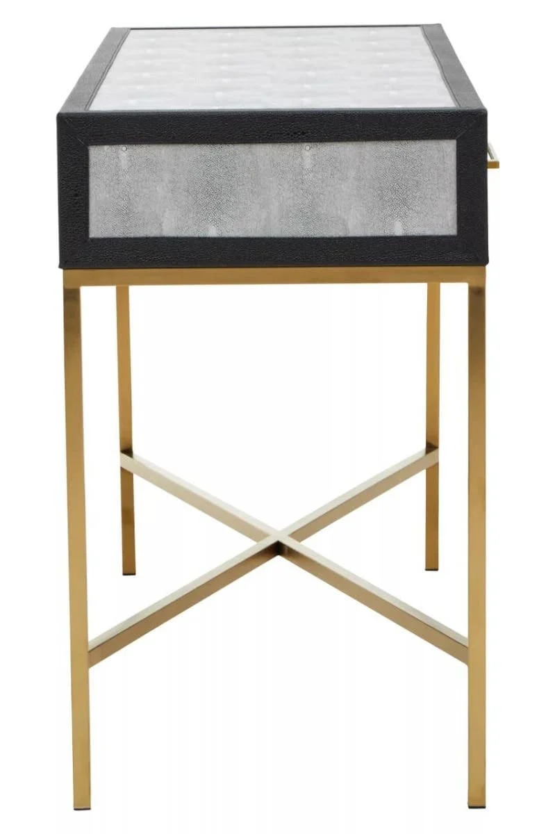 Cadiz Grey Shagreen Effect Console Table with 2 Drawers