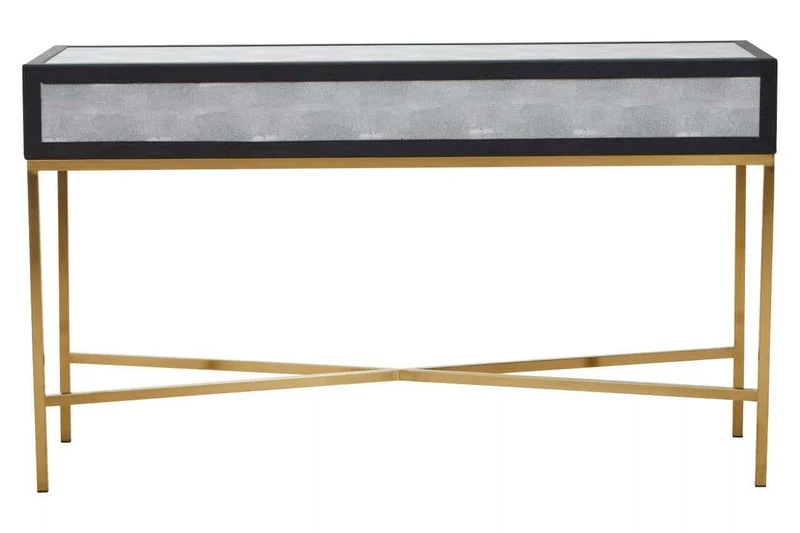 Cadiz Grey Shagreen Effect Console Table with 2 Drawers