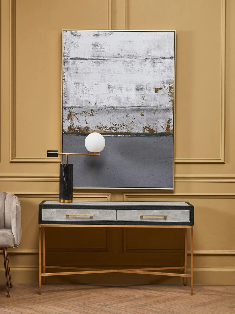 Cadiz Grey Shagreen Effect Console Table with 2 Drawers
