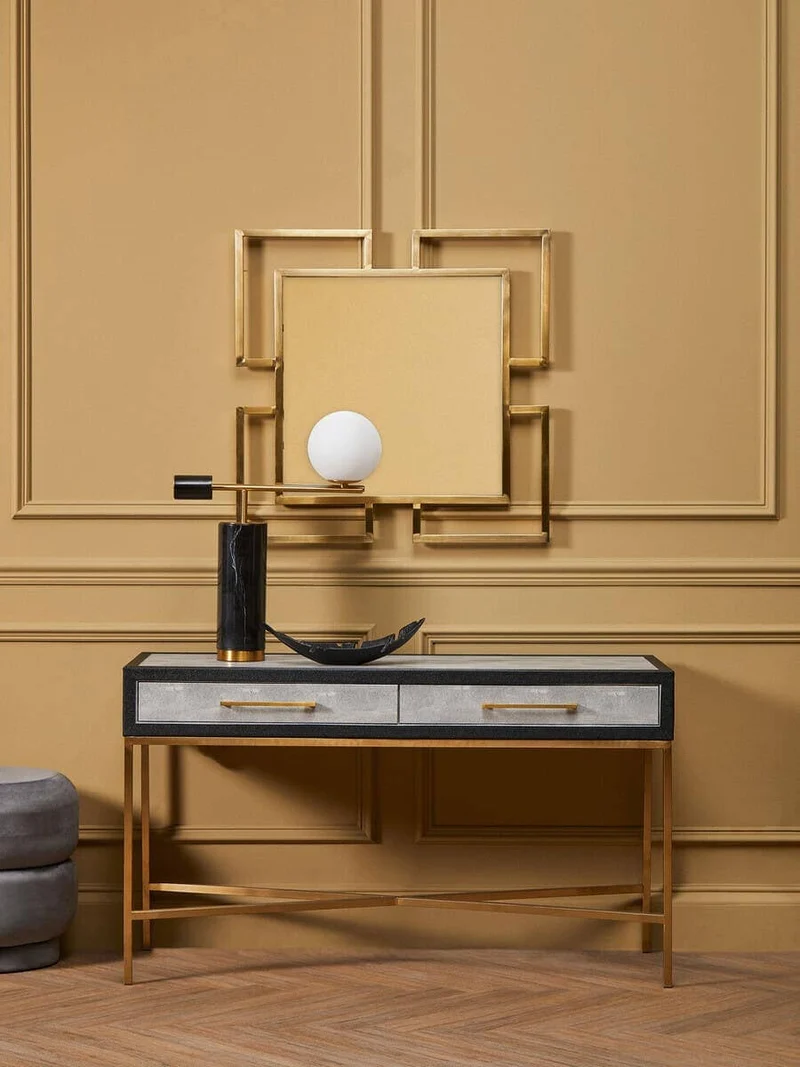 Cadiz Grey Shagreen Effect Console Table with 2 Drawers