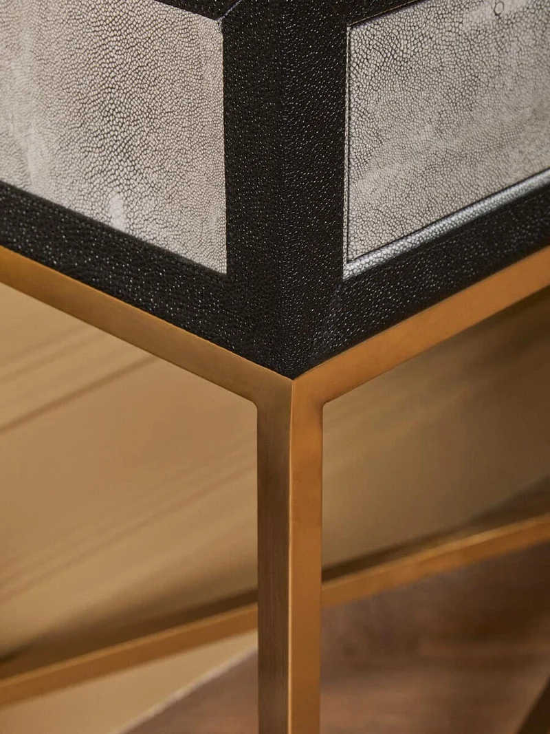 Cadiz Grey Shagreen Effect Console Table with 2 Drawers