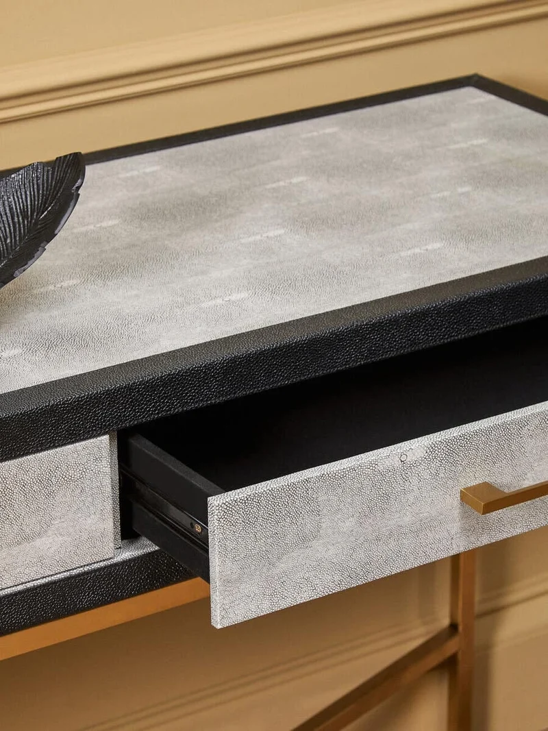 Cadiz Grey Shagreen Effect Console Table with 2 Drawers