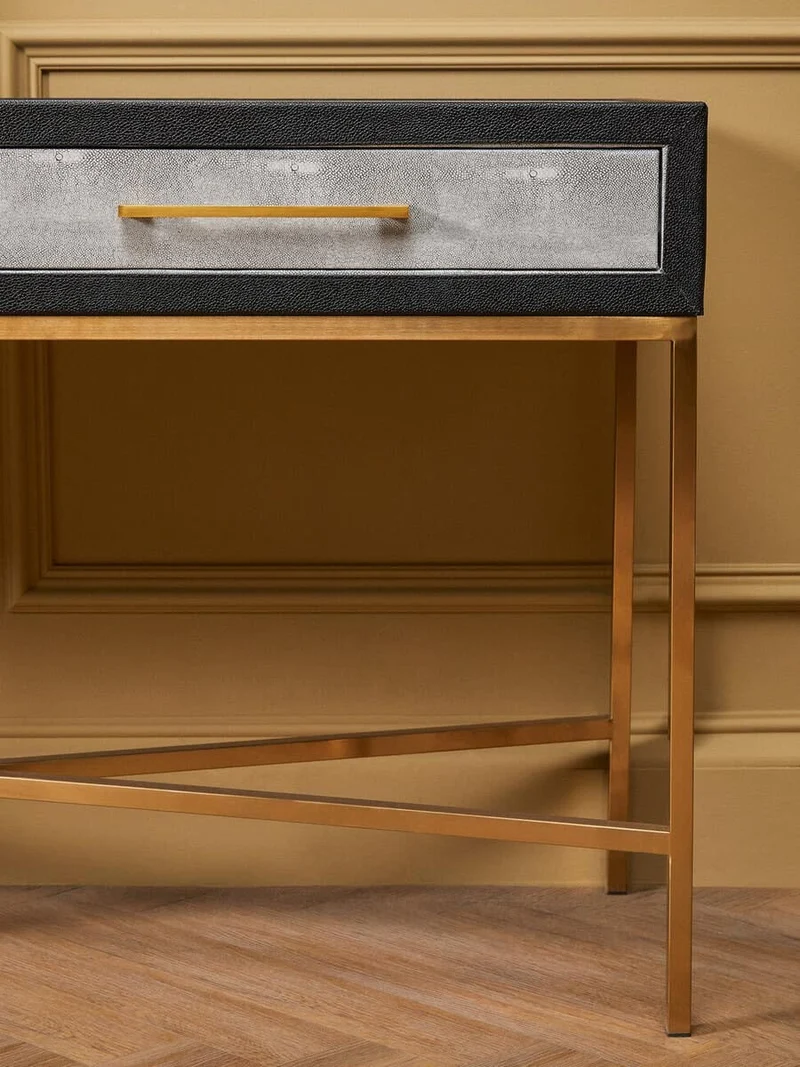 Cadiz Grey Shagreen Effect Console Table with 2 Drawers