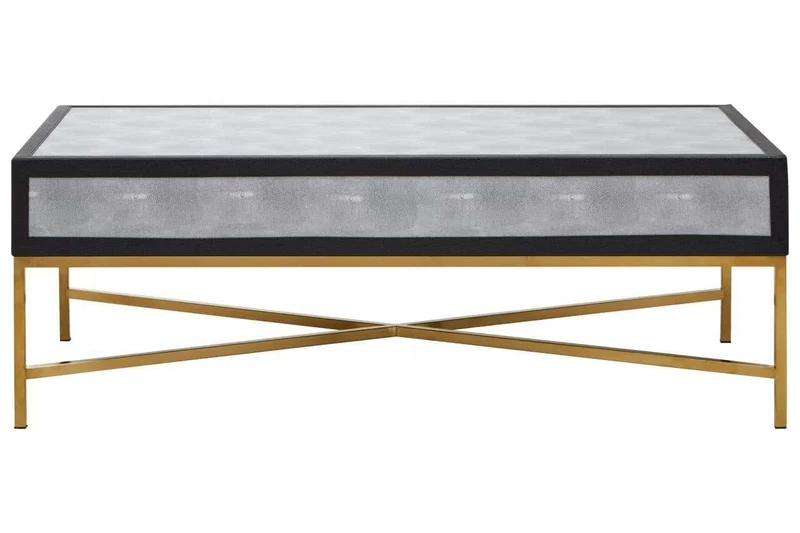 Cadiz Grey Shagreen Effect Coffee Table with 2 Drawers