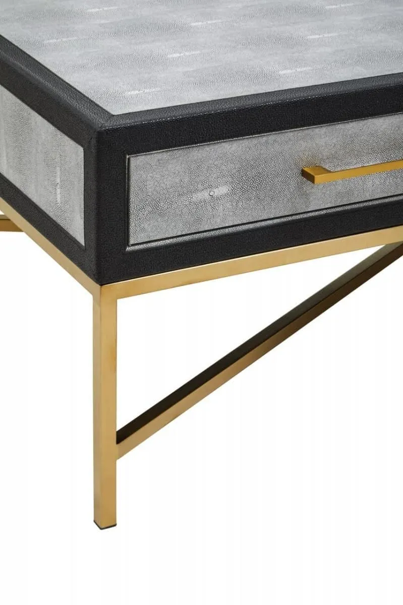 Cadiz Grey Shagreen Effect Coffee Table with 2 Drawers