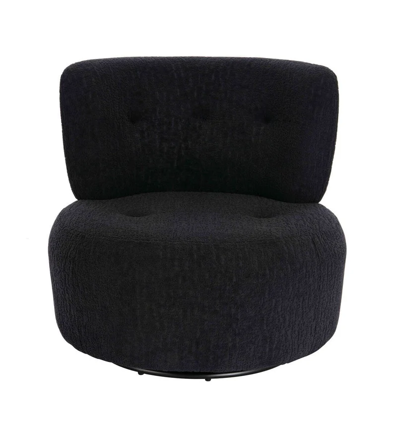 Passa Black Textured Curved Swivel Lounge Chair