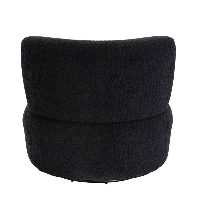Passa Black Textured Curved Swivel Lounge Chair