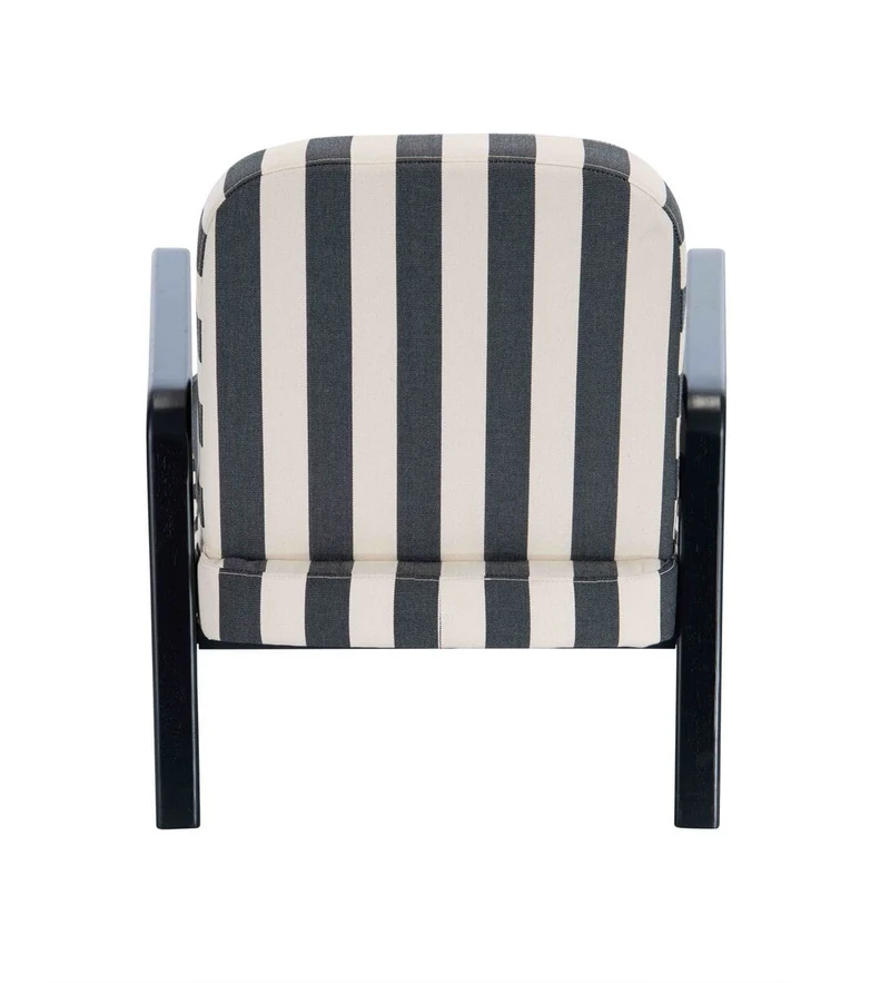 Parnay Black and White Stripe Armchair with Wooden Frame