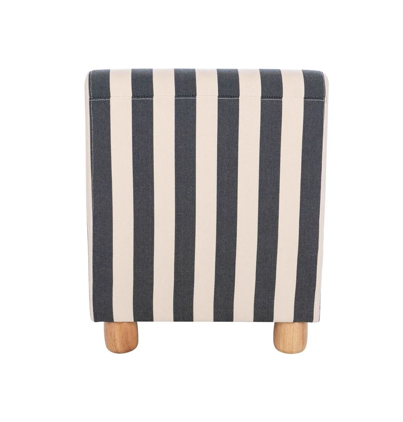 Parlan Black and White Stripe Armless Chair with Wooden Feet
