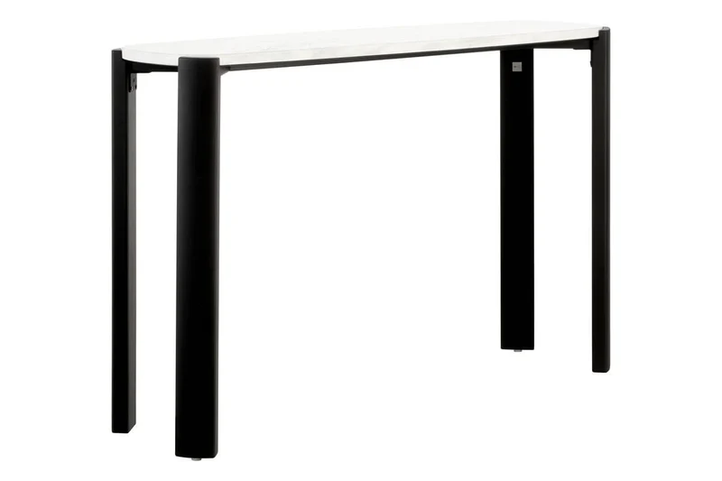 Palermo White Marble Top and Black Acacia Wood Console Table