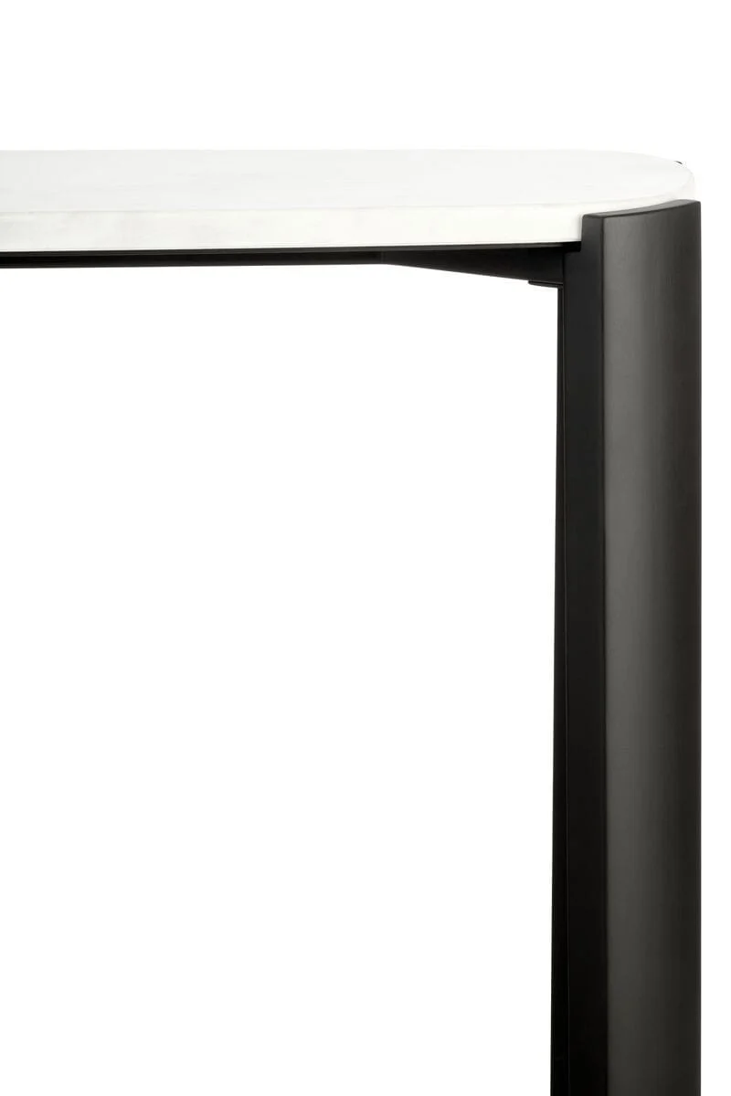 Palermo White Marble Top and Black Acacia Wood Console Table