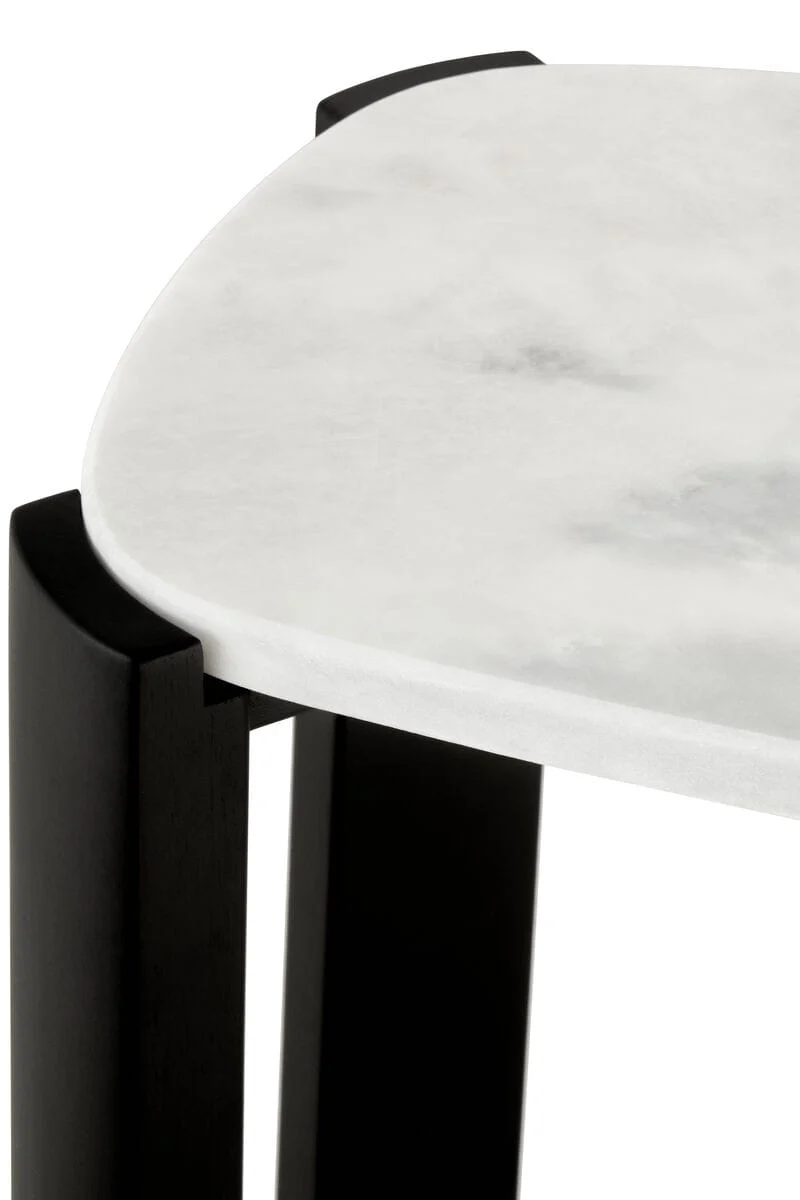 Palermo White Marble Top and Black Acacia Wood Console Table