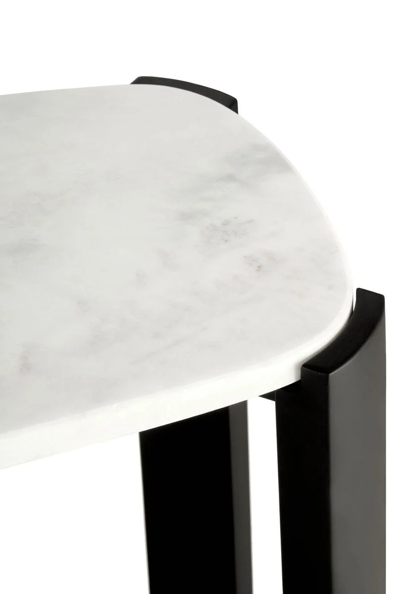 Palermo White Marble Top and Black Acacia Wood Console Table