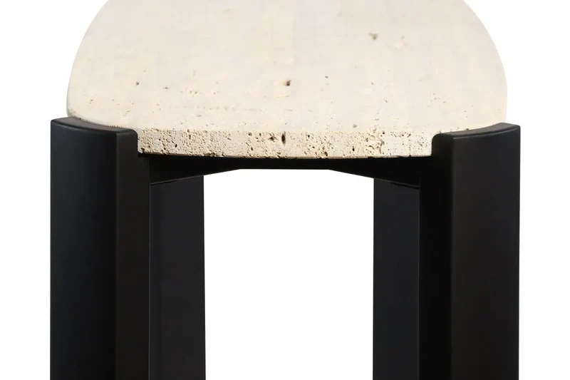 Palermo Travertine Top and Black Acacia Wood Console Table