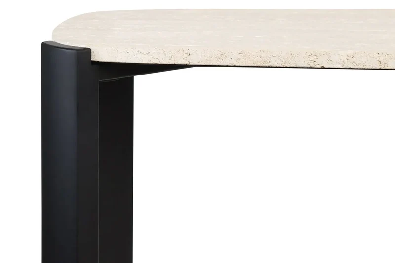 Palermo Travertine Top and Black Acacia Wood Console Table