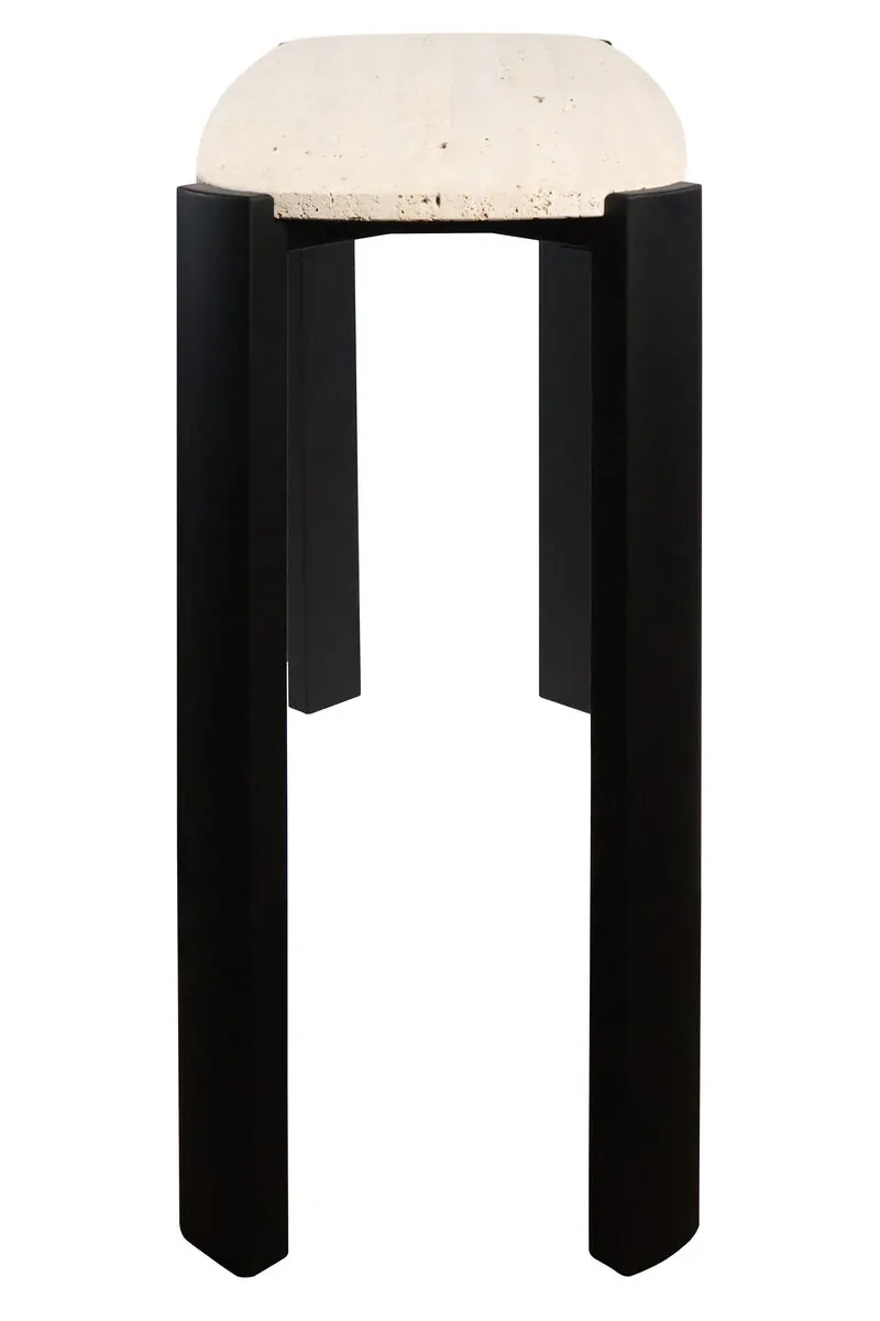 Palermo Travertine Top and Black Acacia Wood Console Table