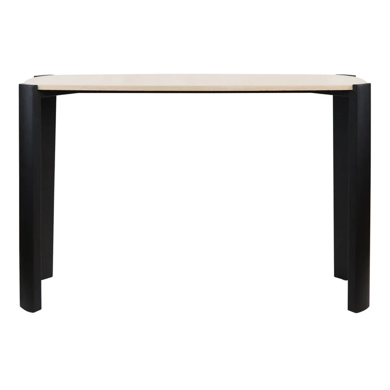 Palermo Cream Marble Top and Black Acacia Wood Console Table