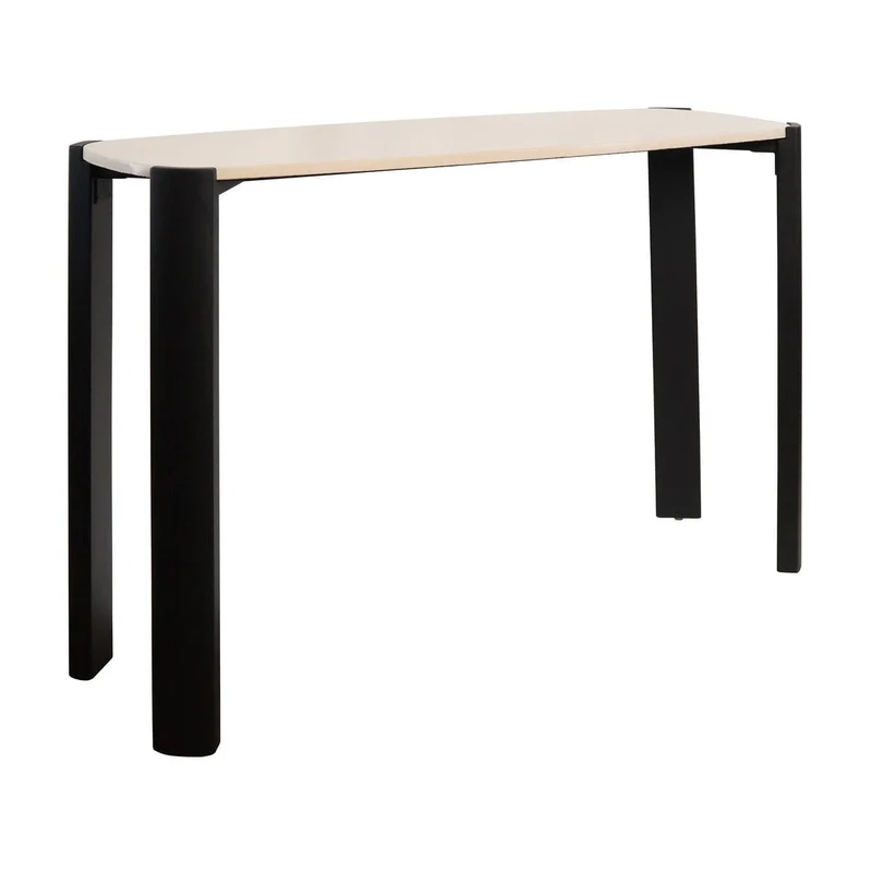 Palermo Cream Marble Top and Black Acacia Wood Console Table
