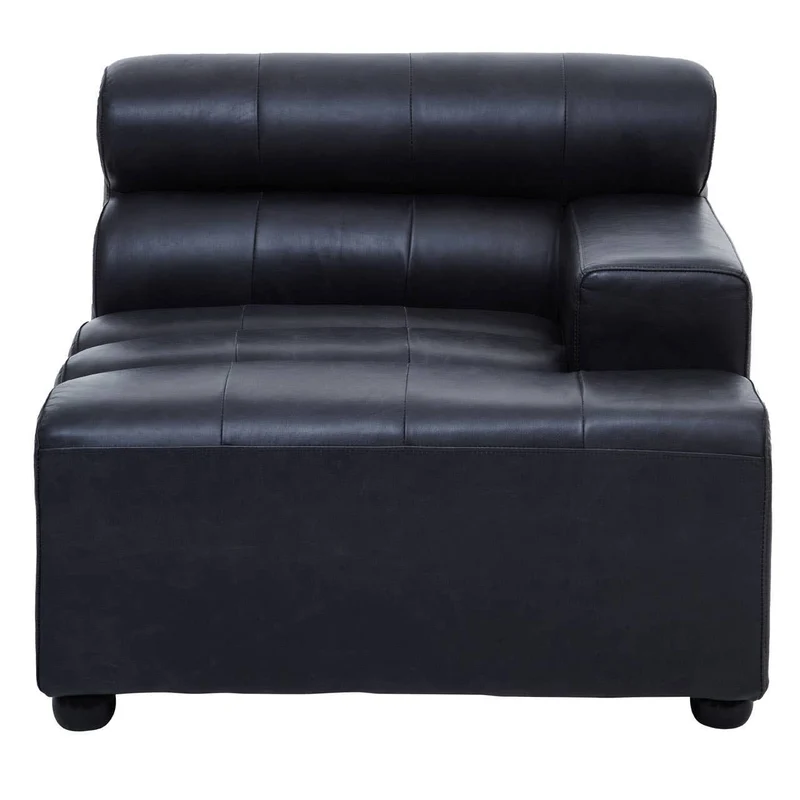 King Right Arm Antique Black Leather Modular Sofa