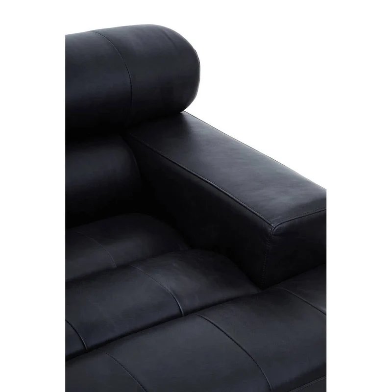 King Right Arm Antique Black Leather Modular Sofa