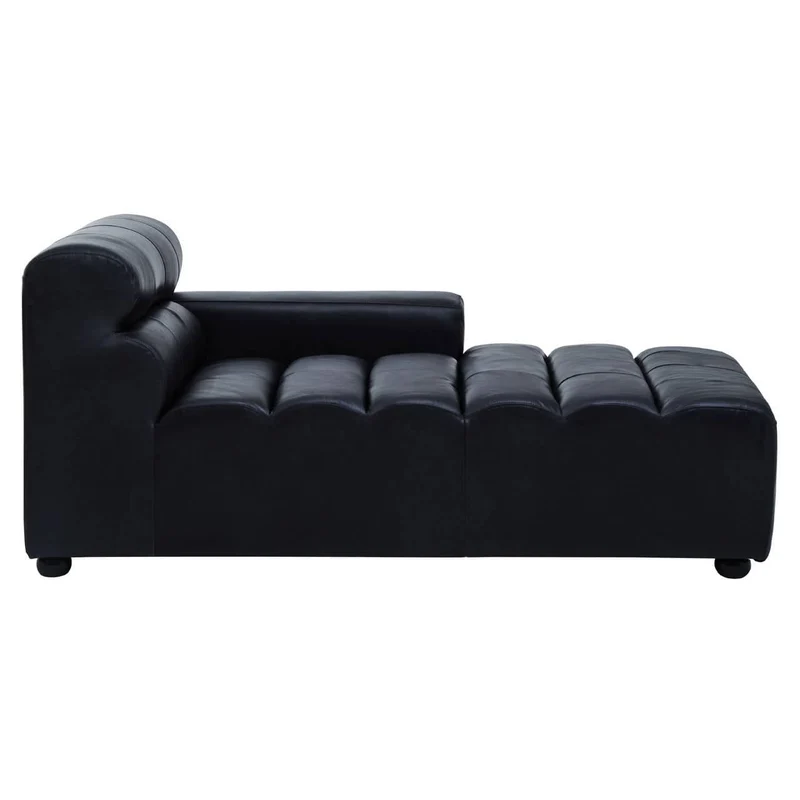 King Antique Black Right Arm Leather Modular Chaise Sofa